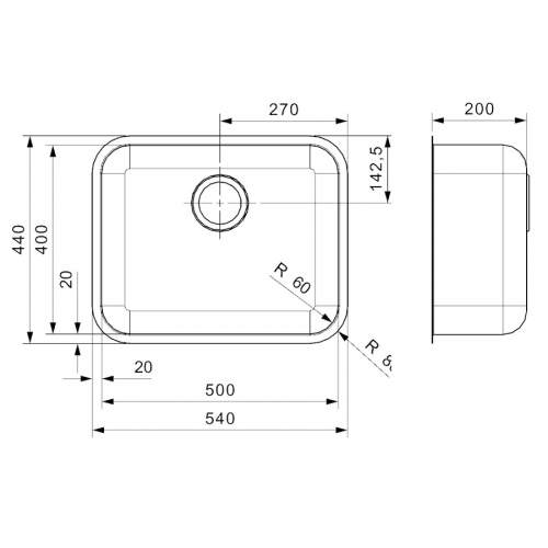 Reginox IB 5040 316 CC Single Bowl Sink