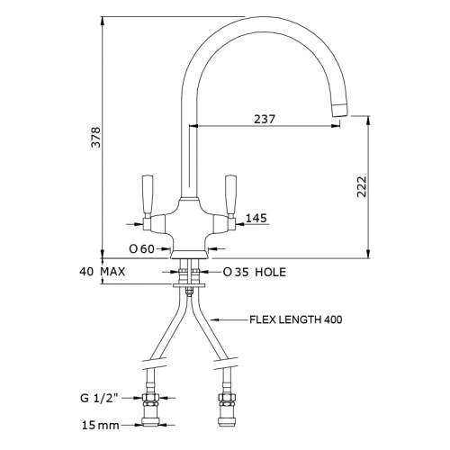 Perrin & Rowe 4480 METIS Monobloc Kitchen Mixer Tap