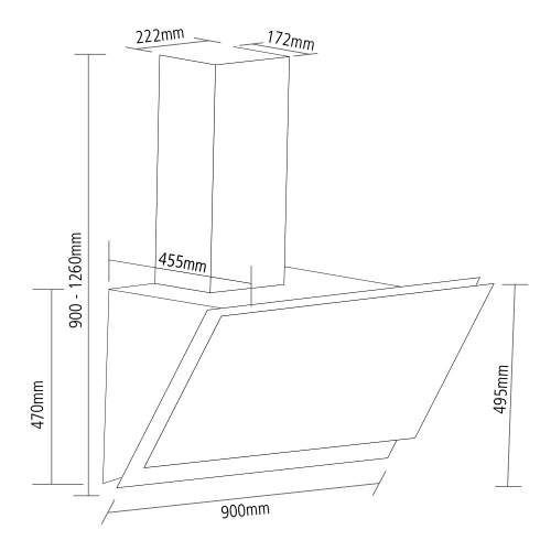 Caple Atara 900mm Wall Chimney Hood