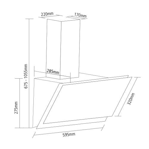 Caple Black 600mm Angled Wall Chimney Hood