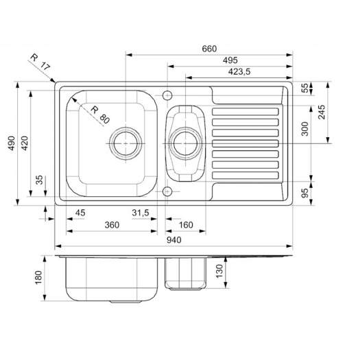 Reginox CENTURIO L 1.5 Bowl Integrated Kitchen Sink