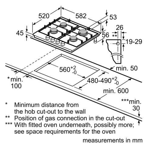 Bosch Serie 4 PGP6B5B60 60 cm Stainless Steel Gas Hob