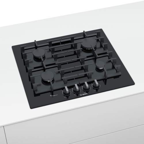 Bosch Serie 6 PPP6A6B90 60cm Tempered Black Glass Gas Hob