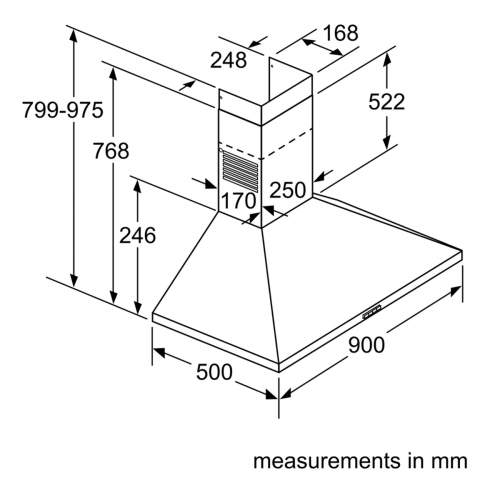 Bosch Serie 2 DWP94BC50B 90cm Wall-Mounted Pyramid Cooker Hood