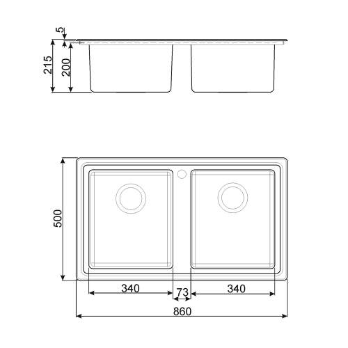 Smeg Mira LD862 Low Profile Inset Double Bowl Sink