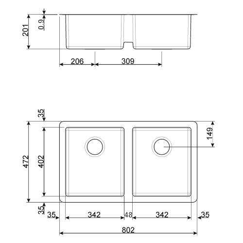 Smeg Mira VSTR3434-2 Undermount Double Bowl Sink