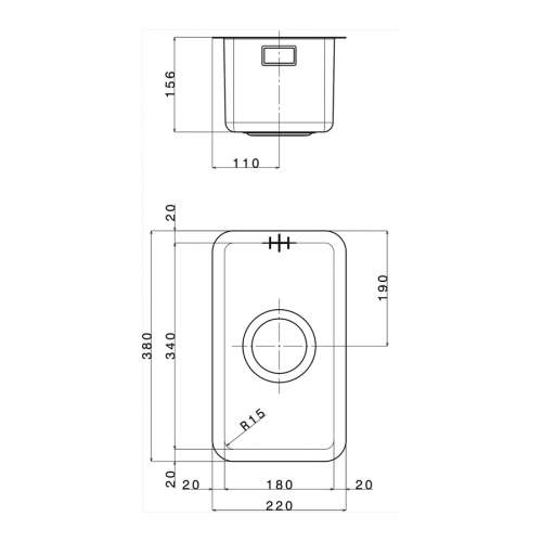 Smeg Mira VSTR18-2 Undermount Half Bowl Sink