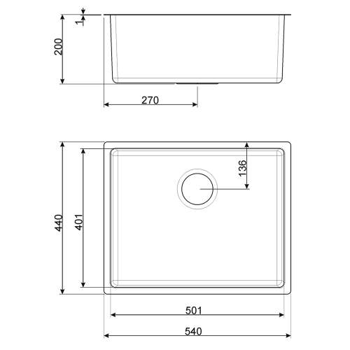 Smeg Mira VSTR50-2 50cm Undermount Single Bowl Sink