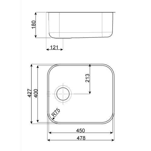 Smeg Alba UM45 Undermount Single Bowl Sink