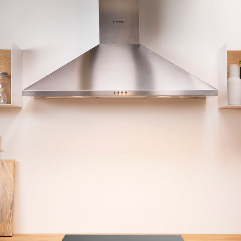 Indesit IHPC9.4LMX 90cm Stainless Steel Pyramid Cooker Hood Sinks