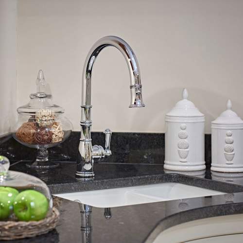 Perrin and Rowe AQUITAINE 4744 Single Lever Mixer Kitchen Tap with Pull-Down Rinse