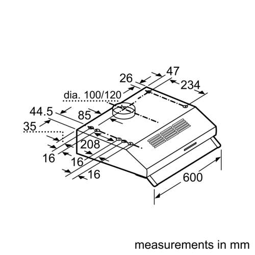 Bosch Serie 4 DUL63CC50B 60cm Built-Under Canopy Cooker Hood