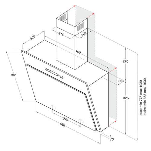 Indesit Aria IHVP 6.4LLK 60cm Angled Cooker Hood