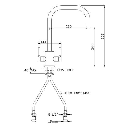 Perrin and Rowe ORBIQ 4214 U Spout Dual Lever Kitchen Tap