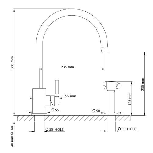 Perrin and Rowe Juliet 4012 Sink Mixer with C-Spout and Rinse