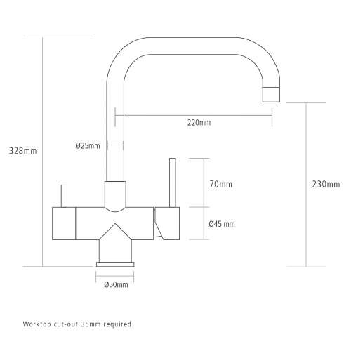 Caple VAPOS2 Quad 3 in 1 Stainless Steel Instant Hot Water Tap