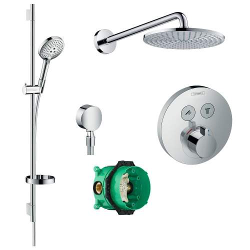 Hansgrohe Round Select Shower Valve with Raindance 240 Overhead and Select Rail Kit