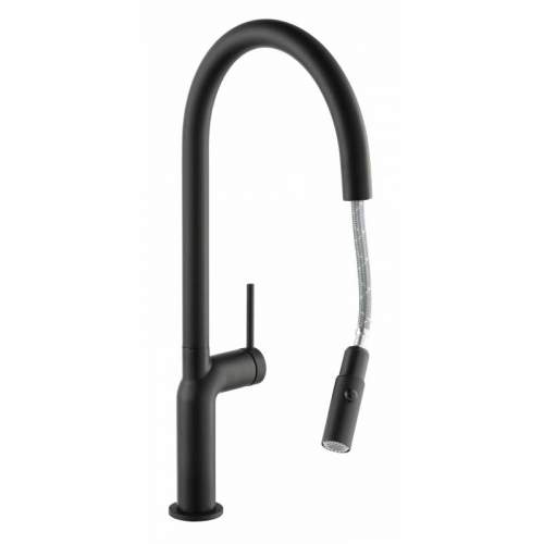 Abode Tubist AT1231 Single Lever Pull Out Kitchen Tap in Matt Black