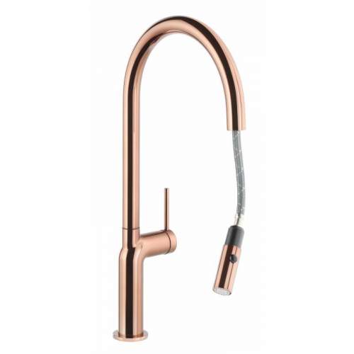 Abode Tubist AT1232 Single Lever Pull Out Kitchen Tap in Polished Copper