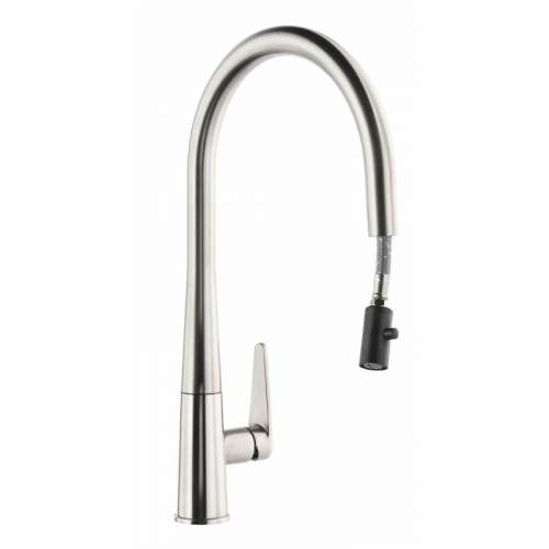 Abode Coniq R AT2120 Single Lever Pull Out Kitchen Tap in Brushed Nickel