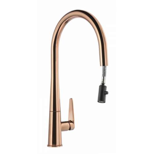 Abode Coniq R AT2122 Single Lever Pull Out Kitchen Tap in Polished Copper