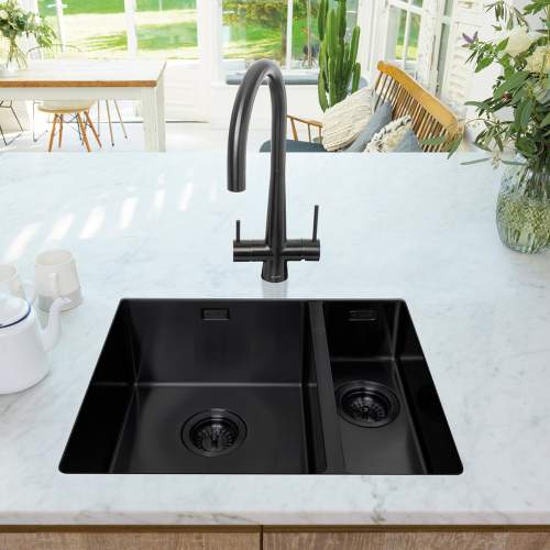 Caple MODE 3415 1.5 Bowl Kitchen Sink in Black Steel