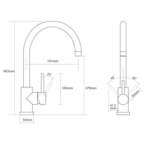 Caple ASPEN Stainless Steel and Granite Kitchen Tap