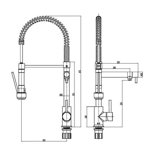 Reginox Ariege Tap with Flexible Spray and Swivel Spout in Chrome