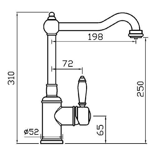 Clearwater Tiberius Traditional Single Lever Kitchen Tap