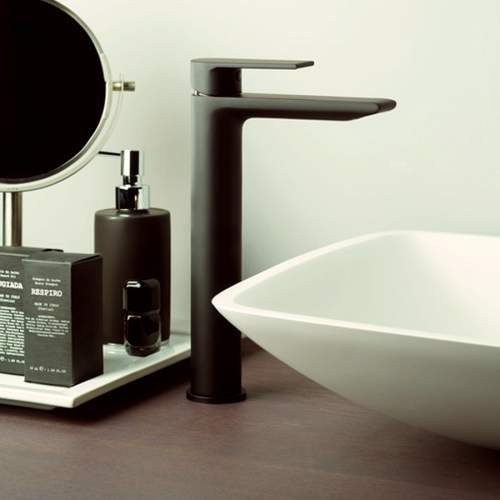 Vema Timea Matt Black Tall Basin Mixer Tap