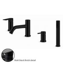 Vema Timea Matt Black 4 Hole Deck Mounted Bath Shower Mixer