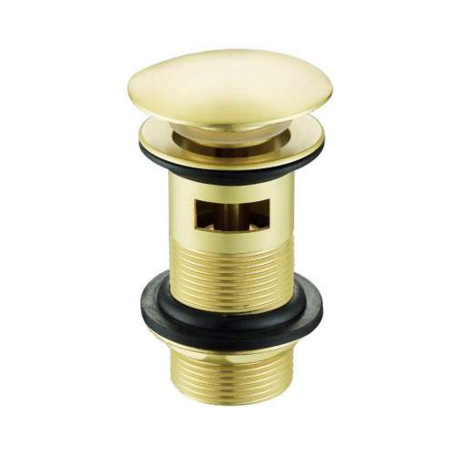 Brushed Brass Mushroom Click Clack Slotted Basin Waste