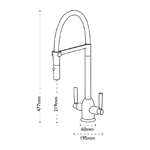Carron Phoenix Dante Pull Out Twin Lever Kitchen Tap with Silicon Hose