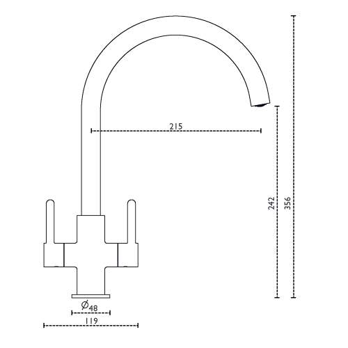 Carron Phoenix Rosolina J Spout Twin Lever Kitchen Tap