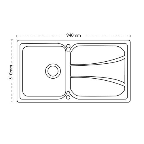 Carron Phoenix Zeta 90 Inset Single Bowl Kitchen Sink