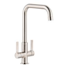 Abode Pico Quad Twin Lever Monobloc Kitchen Tap in Brushed Nickel AT2135