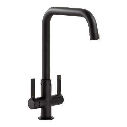 Abode Pico Quad Twin Lever Monobloc Kitchen Tap in Matt Black AT2137