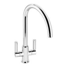 Abode Globe Twin Lever Monobloc Kitchen Tap in Chrome AT2138