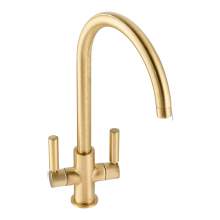 Abode Globe Twin Lever Monobloc Kitchen Tap in Brushed Brass AT2140