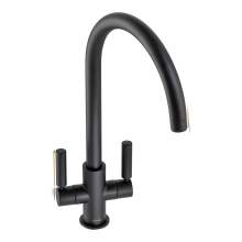 Abode Globe Twin Lever Monobloc Kitchen Tap in Matt Black AT2141