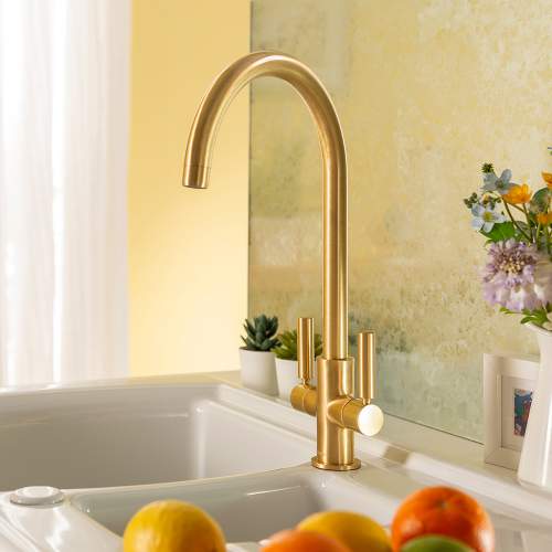 Abode Globe Twin Lever Monobloc Kitchen Tap