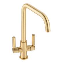 Abode Globe  Quad Twin Lever Monobloc Kitchen Tap in Brushed Brass AT2144