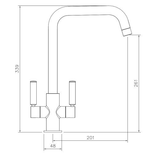 Abode Globe  Quad Twin Lever Monobloc Kitchen Tap Technical Drawing