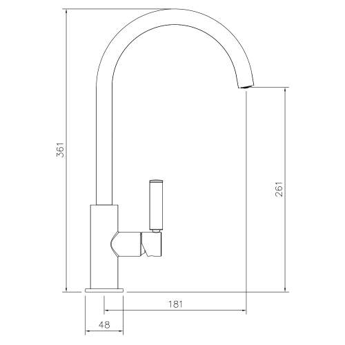 Abode Globe Single Lever Kitchen Tap Technical Drawing