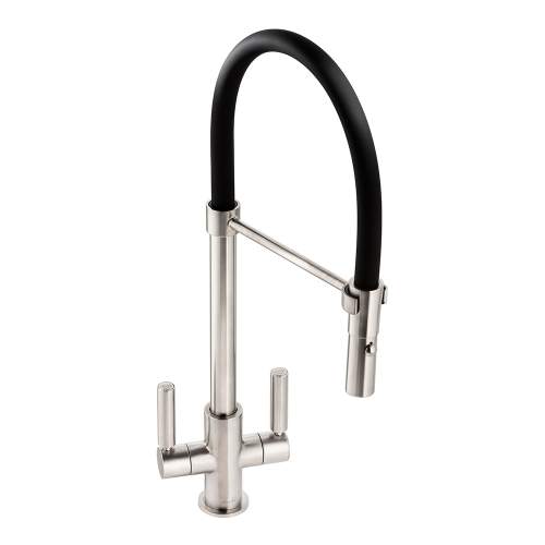 Abode Globe Professional Pull Around With Spray Kitchen Tap in Brushed Nickel A2151
