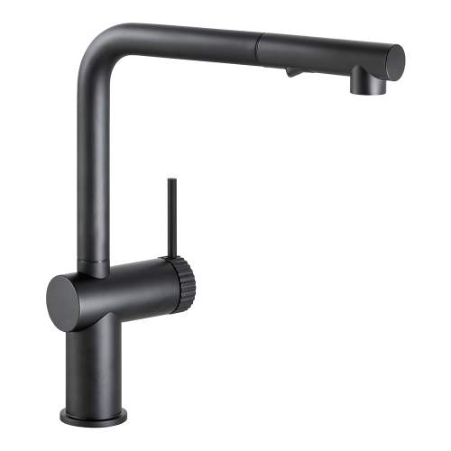 Abode Fraction Single Lever Pull Out Spray Kitchen Tap in Matt Black AT2159