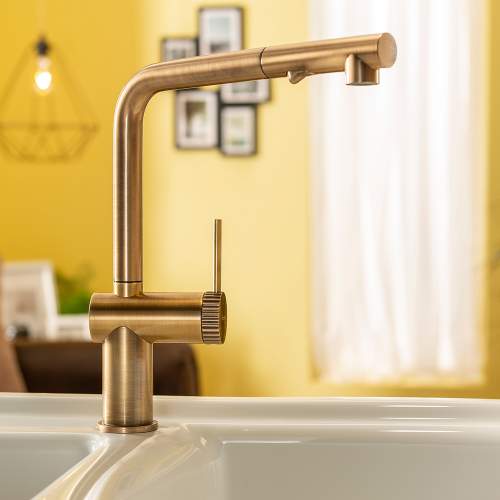 Abode Fraction Single Lever Pull Out Spray Kitchen Tap