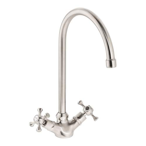 Abode Burford Monobloc Twin Crosshead Lever Kitchen Tap in Brushed Nickel AT2171
