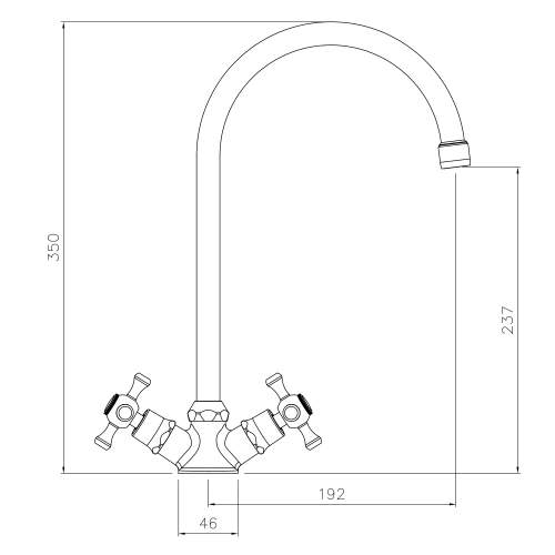 Abode Burford Monobloc Twin Crosshead Lever Kitchen Tap