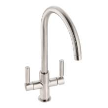 Abode Globe Aquifier Twin Lever Water Filter Kitchen Tap in Brushed Nickel AT2174